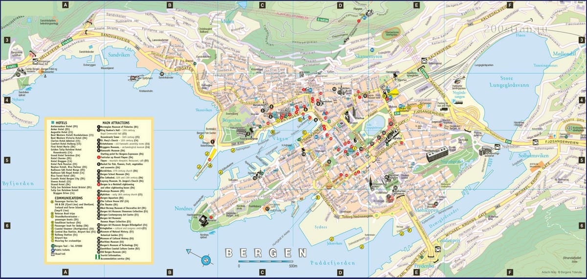 bergen Norveške grad mapu