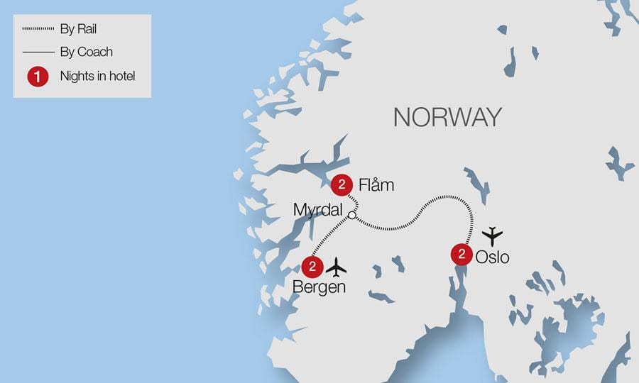 Mapa flam željezničke Norveške