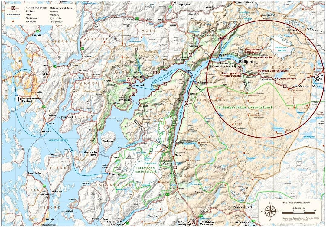 hardangerfjord Norveške mapu