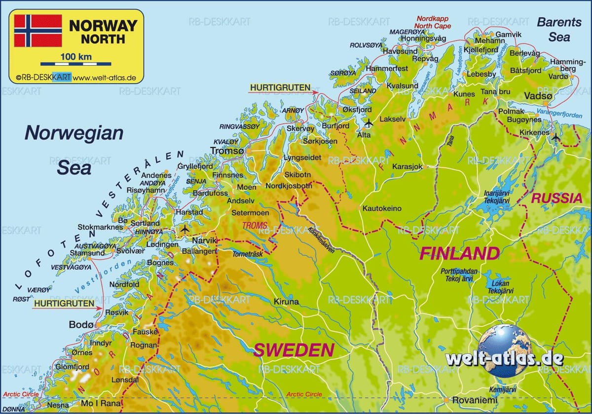 Mapa kirkenes Norveške