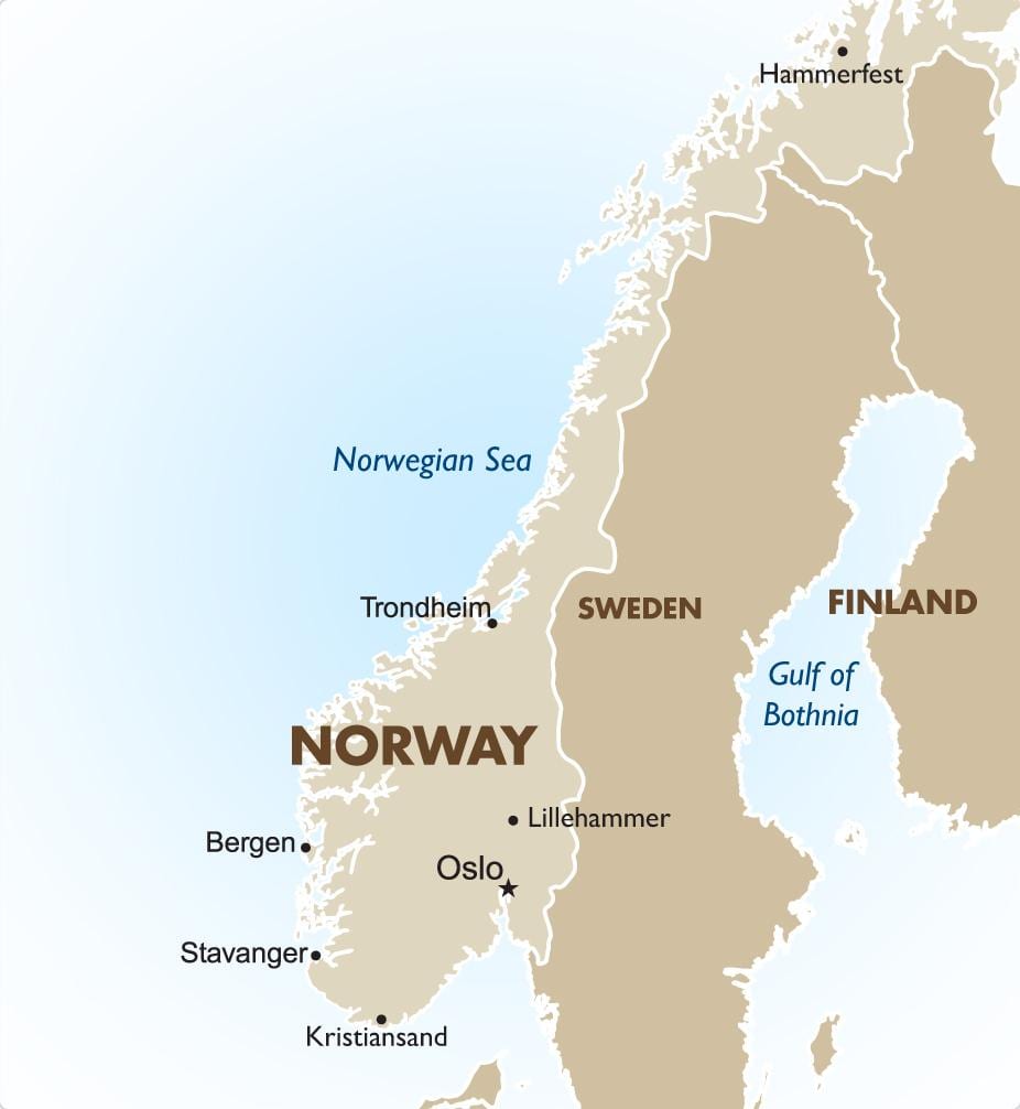Mapa lillehammeru Norveške