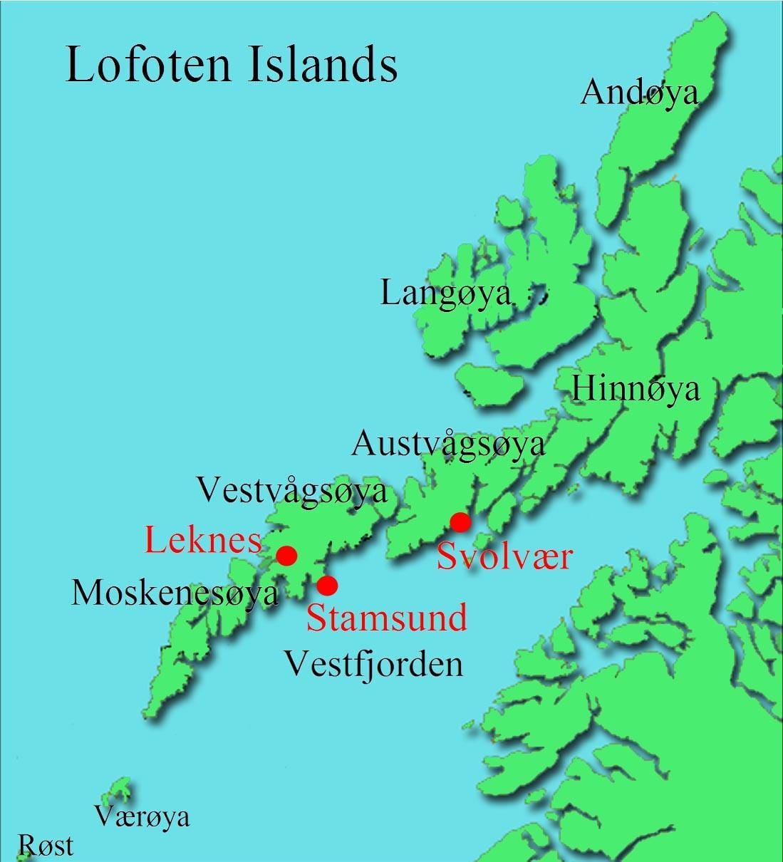 lofotskih ostrva Norveške mapu