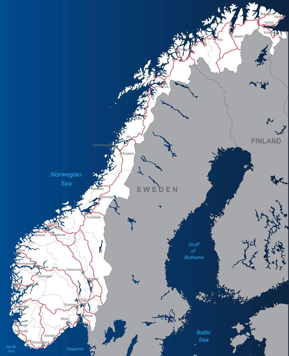 danak putevi Norveške mapu
