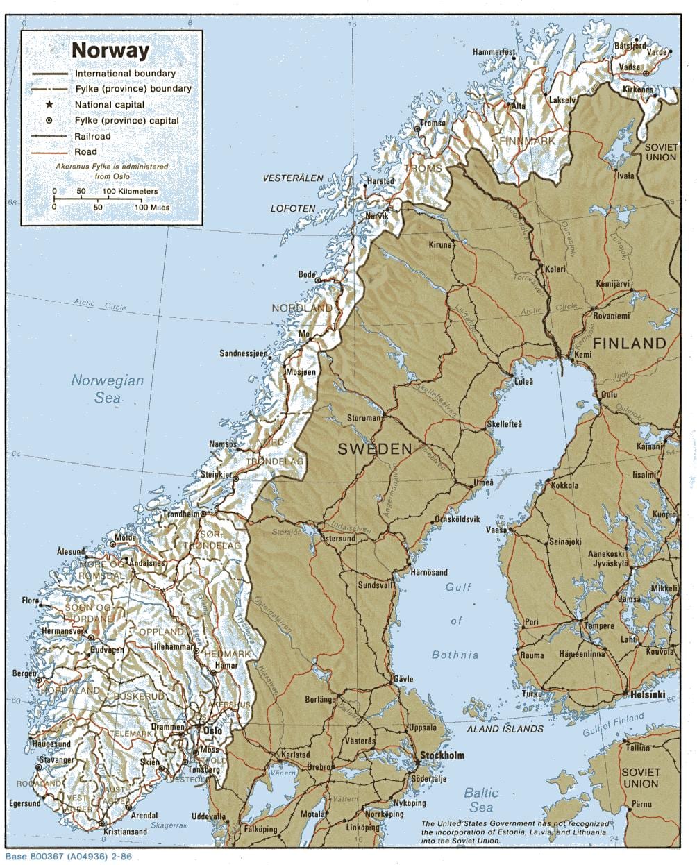 geografska karta Norveške