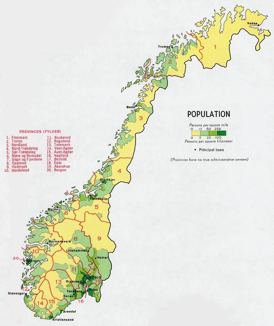 Norveške stanovništva mapu