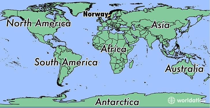 Mapi Norveške lokaciju na svijetu 