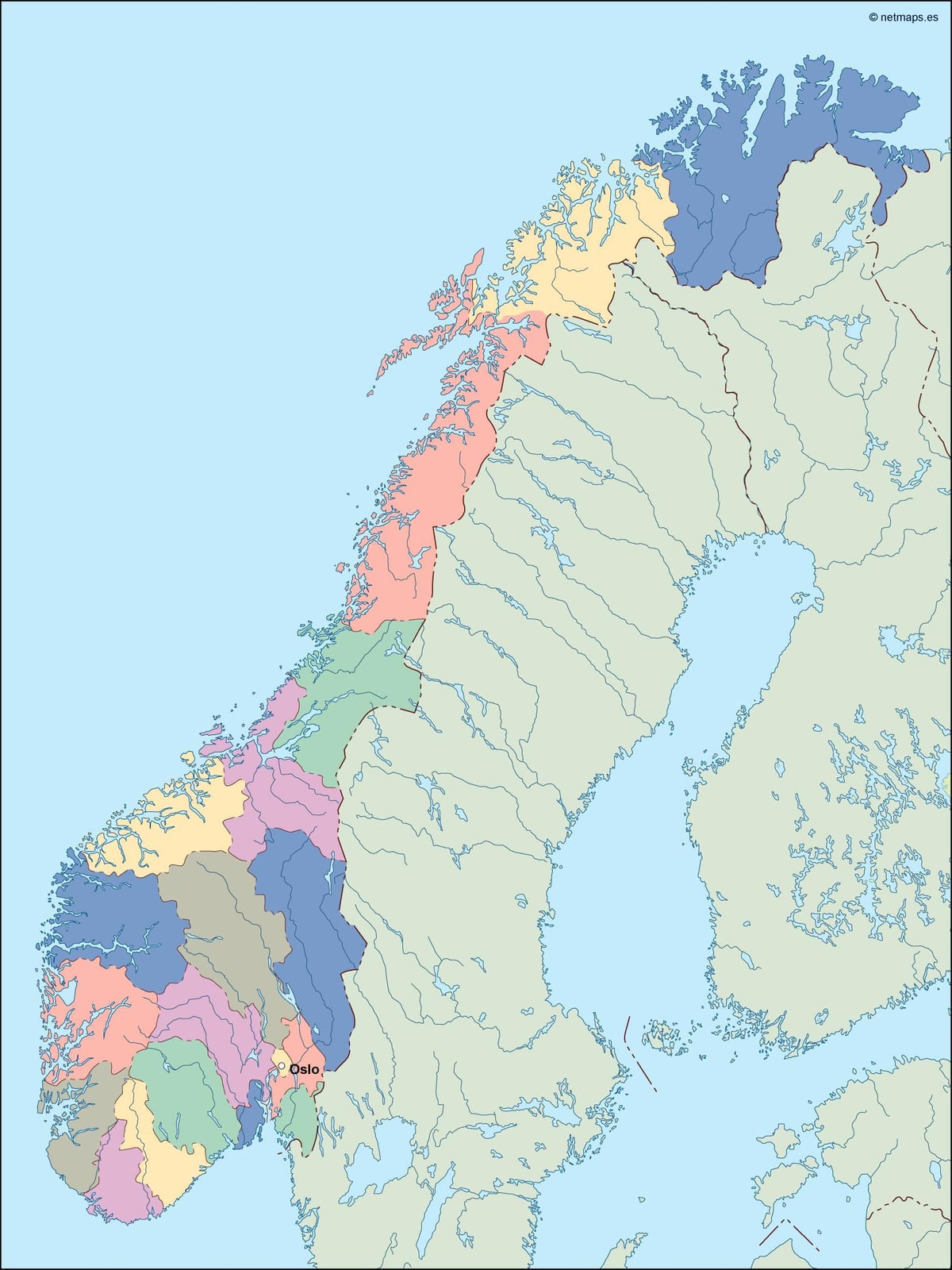 Mapi Norveške vektor