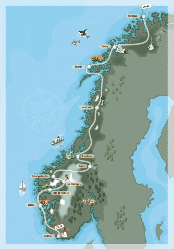 na kampovanje Norveške mapu