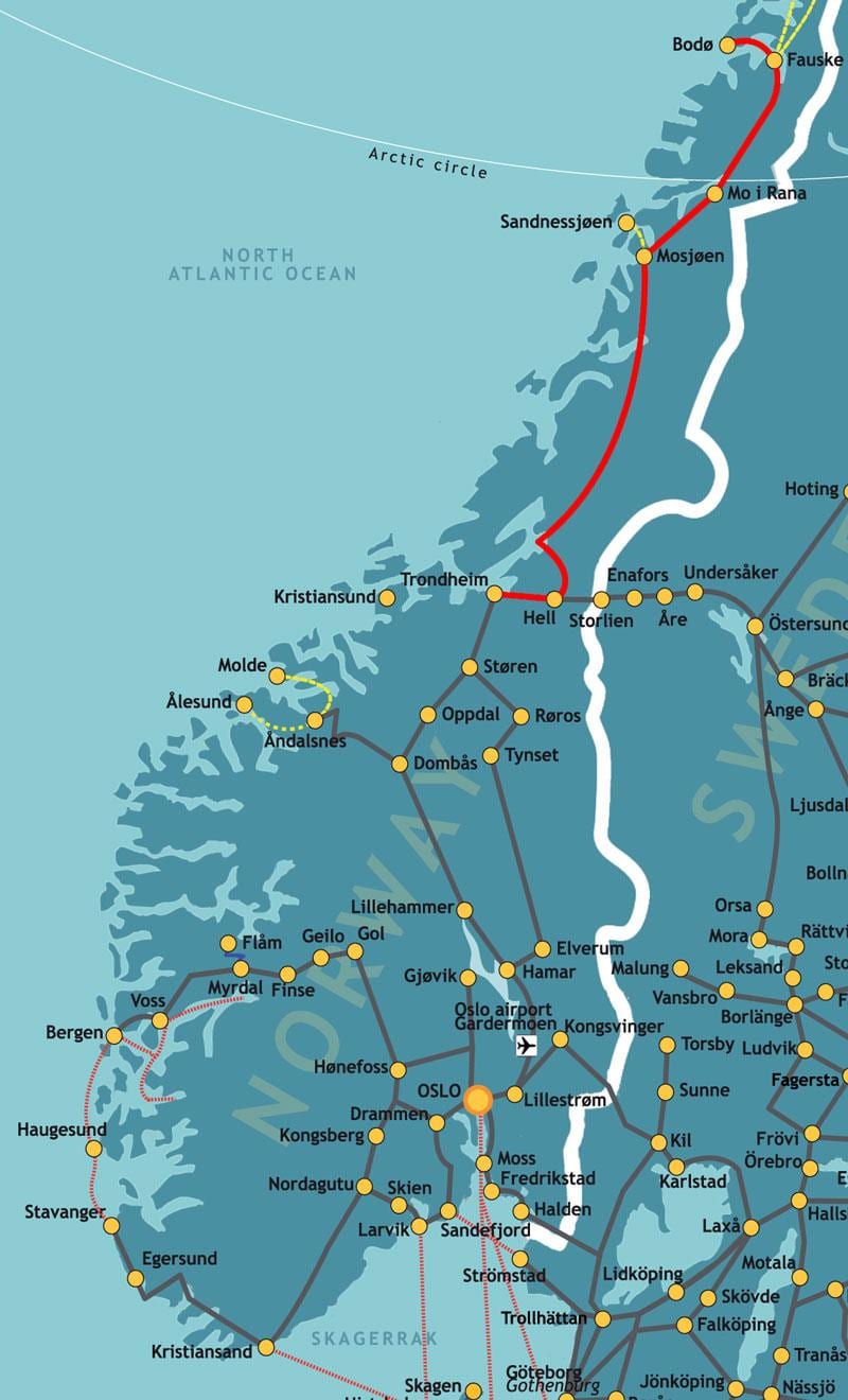 Mapi Norveške northern željeznice