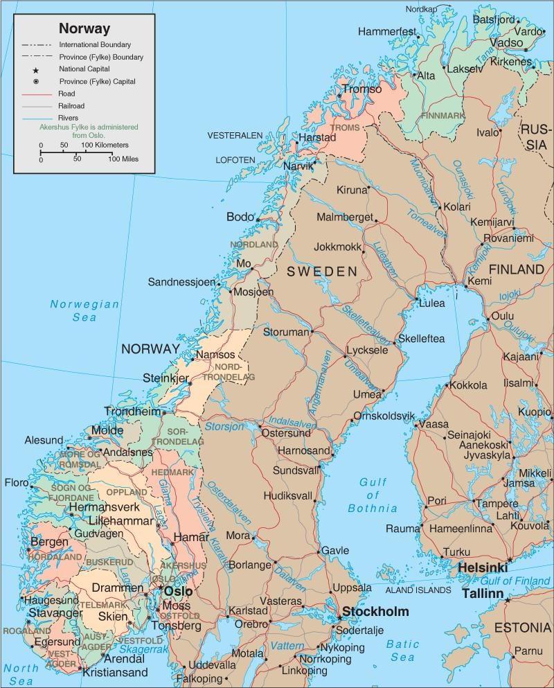 Norveške provincije mapu