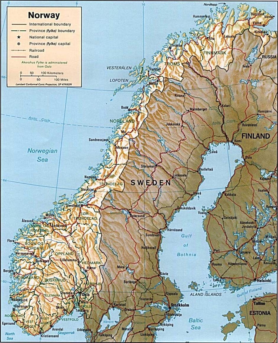 Mapi Norveške planinama