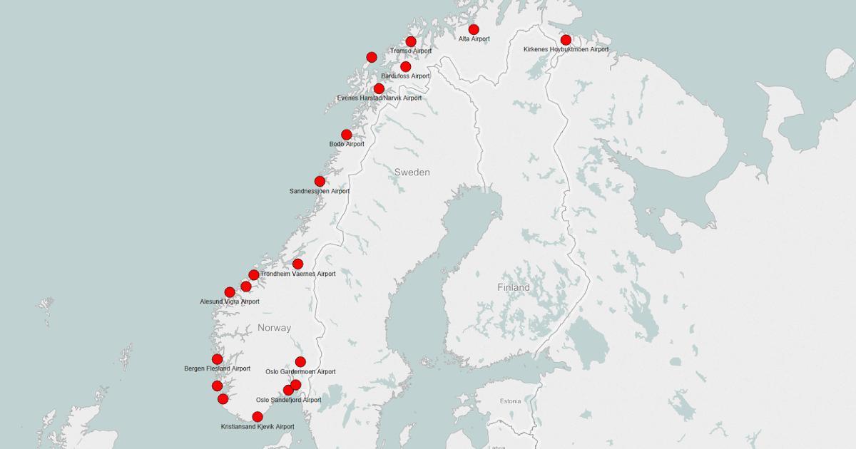 Mapi Norveške aerodrome