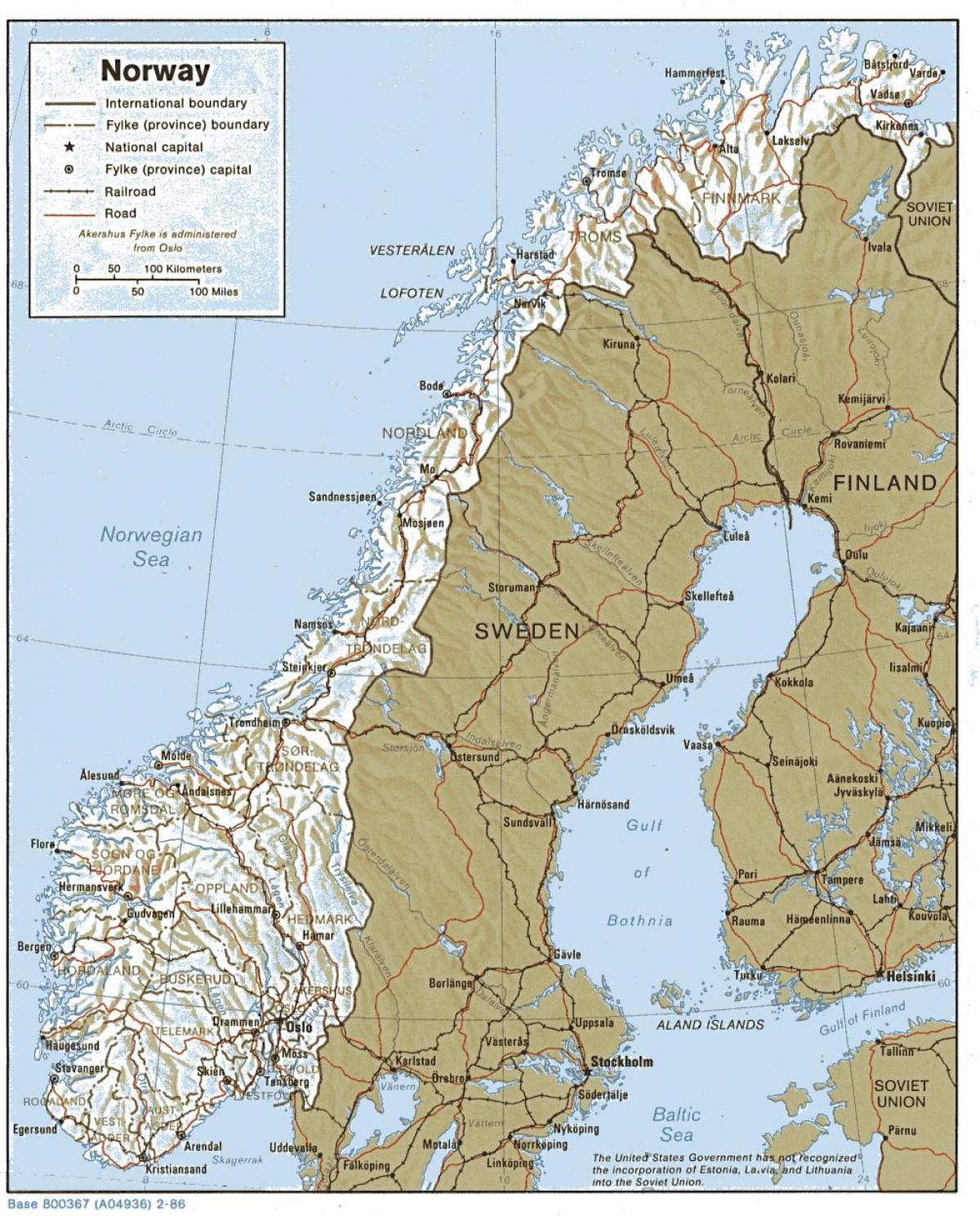 geografska karta Norveške