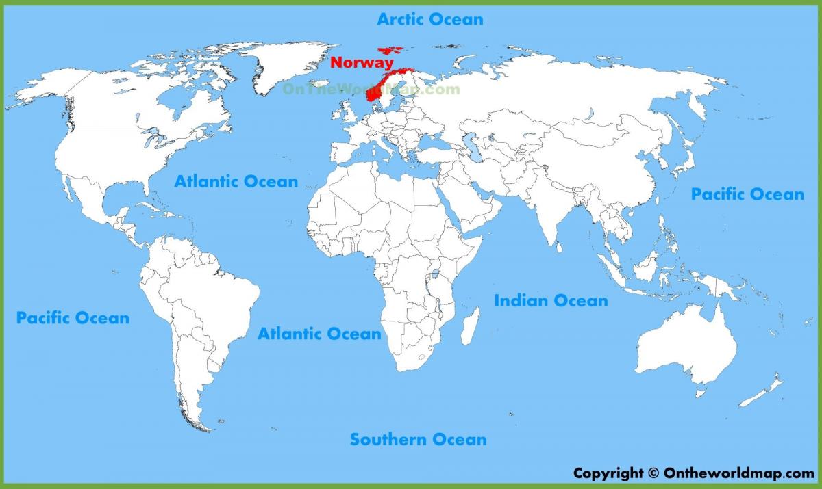 svijet mapa pokazuje Norveške