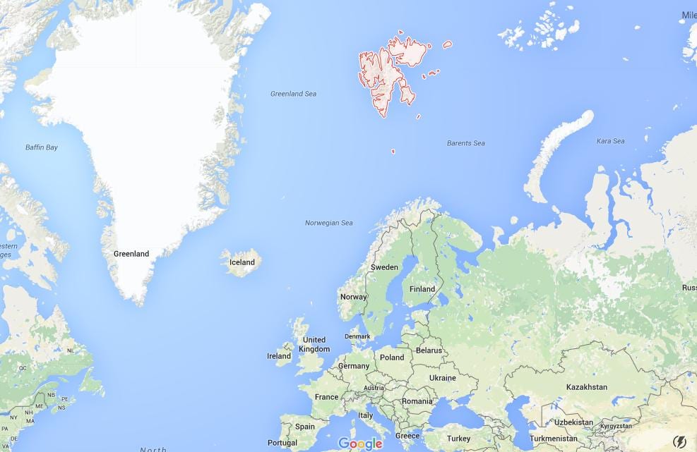 spitsbergen Norveške mapu