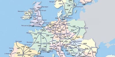 Mapa železnici eurail Norveške