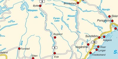 Mapa na jug Norveške