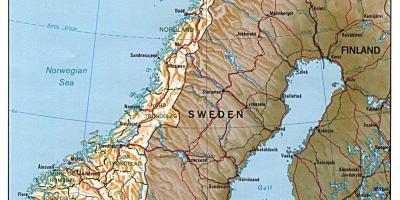 Detaljne mapu Norveške sa gradovima