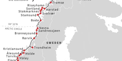 Mapi Norveške trajekt