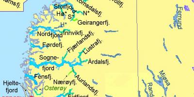 Mapi Norveške pokazuje fjordove